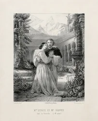 Gilbert Duprez (1806-1896) as Fernando and Rosine Stoltz (1815-1903) as Leonor de Guzmán in Act IV of Gaetano Donizetti